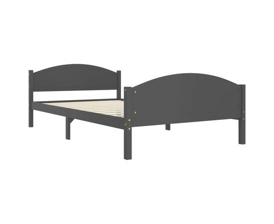 Cadru de pat, gri închis, 120x200 cm, lemn masiv de pin, 3 image