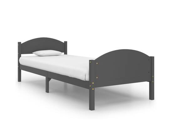 Cadru de pat, gri închis, 90x200 cm, lemn masiv pin, 2 image