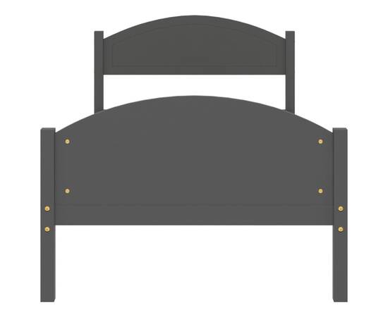Cadru de pat, gri închis, 90x200 cm, lemn masiv pin, 4 image