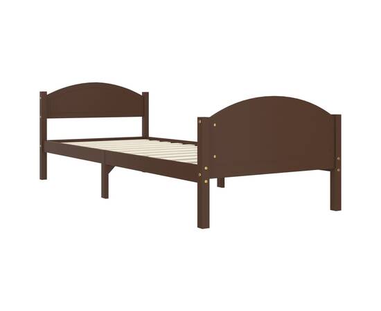 Cadru de pat, maro închis, 100x200 cm, lemn masiv de pin, 3 image