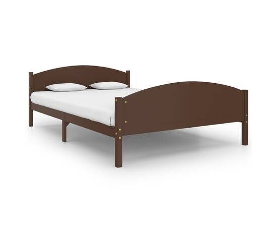 Cadru de pat, maro închis, 140x200 cm, lemn masiv de pin, 2 image