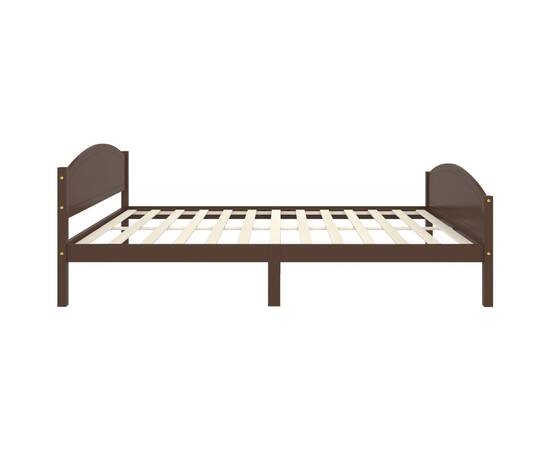 Cadru de pat, maro închis, 160x200 cm, lemn masiv de pin, 5 image