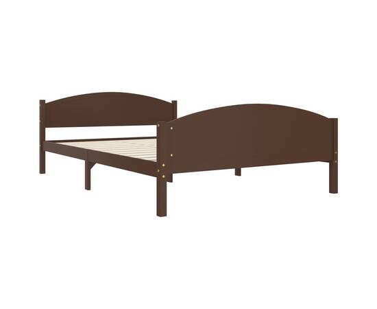 Cadru de pat, maro închis, 160x200 cm, lemn masiv de pin, 3 image