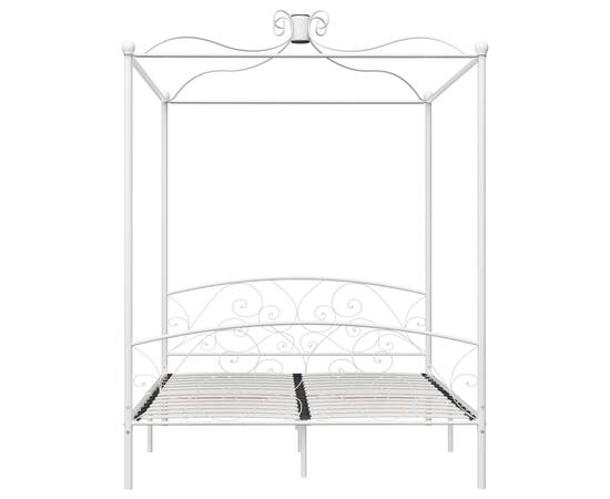 Cadru de pat cu baldachin, alb, 160 x 200 cm, metal, 3 image