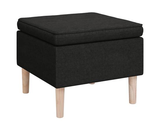 Scaun cu picioare din lemn, negru, material textil, 2 image