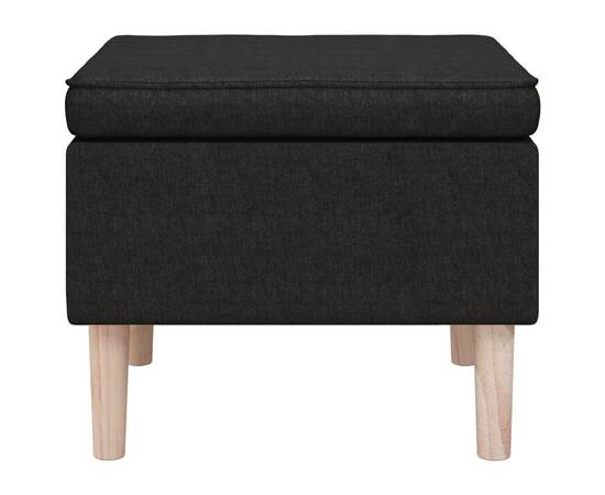 Scaun cu picioare din lemn, negru, material textil, 4 image