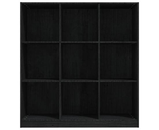Bibliotecă/separator cameră negru 104x33,5x110cm lemn masiv pin, 6 image