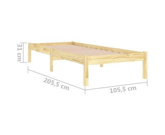 Cadru de pat, 100x200 cm, lemn masiv de pin, 8 image