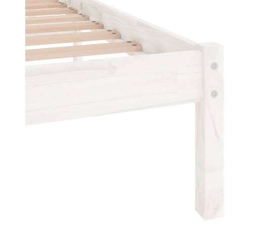 Cadru de pat, alb, 140x190 cm, lemn masiv de pin, 7 image