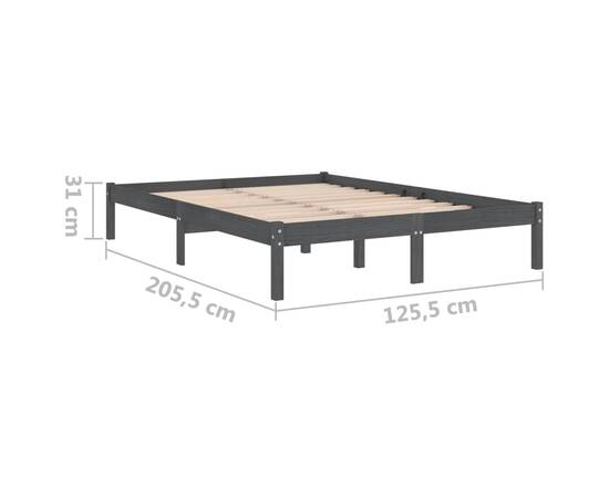 Cadru de pat, gri, 120x200 cm, lemn masiv de pin, 8 image