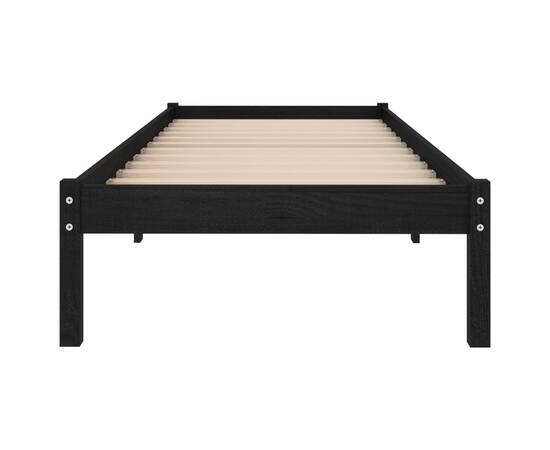Cadru de pat, negru, 100x200 cm, lemn masiv de pin, 5 image