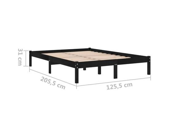 Cadru de pat, negru, 120x200 cm, lemn masiv de pin, 8 image