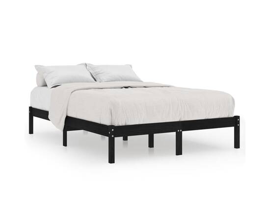 Cadru de pat, negru, 140x200 cm, lemn de pin masiv, 2 image