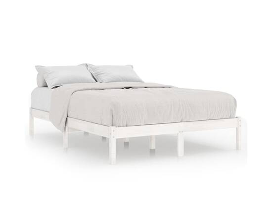 Cadru de pat uk double, alb, 135x190 cm, lemn masiv de pin, 2 image