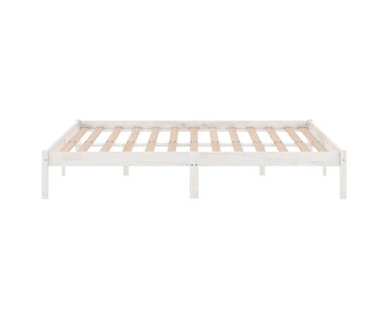 Cadru de pat uk double, alb, 135x190 cm, lemn masiv de pin, 6 image