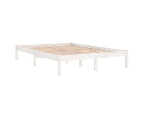 Cadru de pat uk double, alb, 135x190 cm, lemn masiv de pin, 4 image