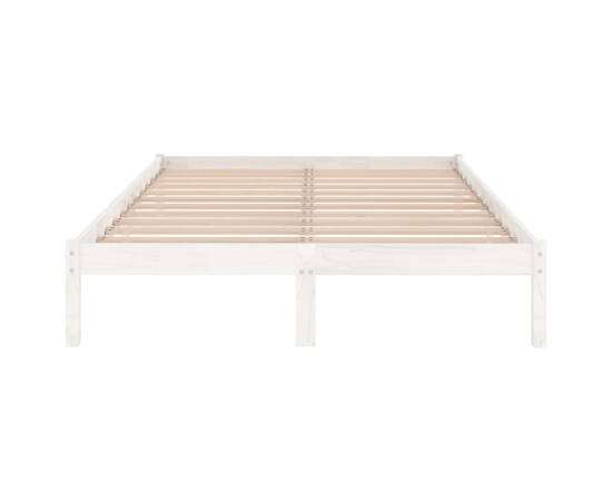 Cadru de pat uk double, alb, 135x190 cm, lemn masiv de pin, 5 image