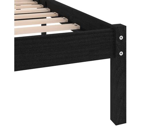 Cadru de pat uk double, negru, 135x190 cm, lemn masiv de pin, 7 image