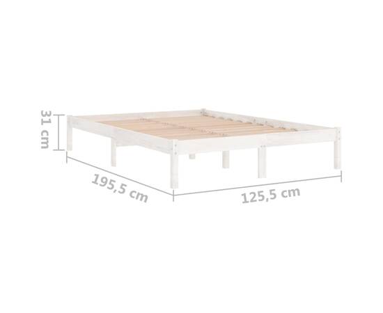 Cadru de pat uk small double, alb, 120x190 cm, lemn masiv pin, 8 image