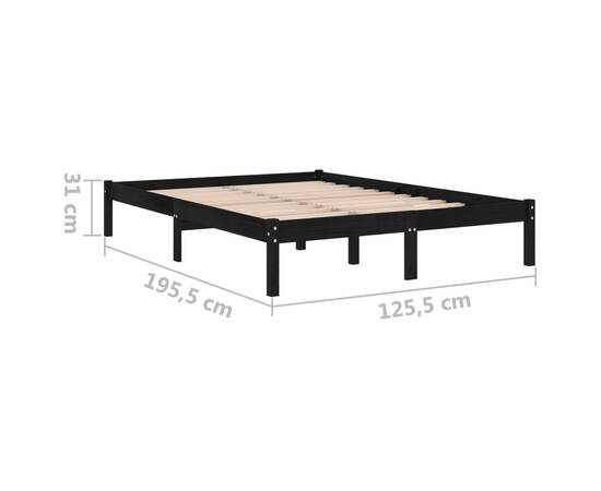 Cadru de pat uk small double, negru, 120x190 cm, lemn masiv pin, 8 image