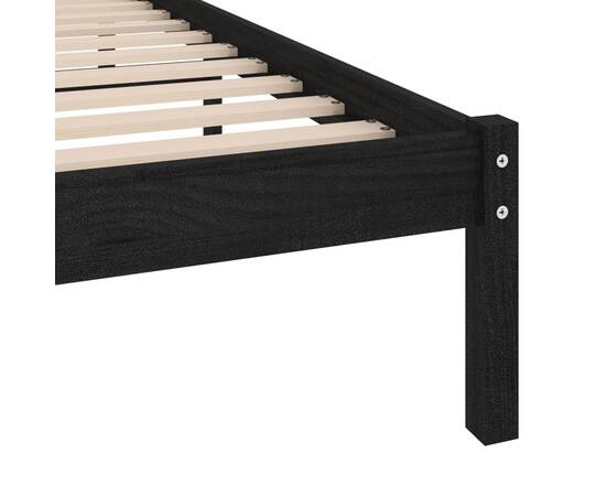 Cadru de pat uk small single, negru, 75x190 cm, lemn masiv pin, 7 image