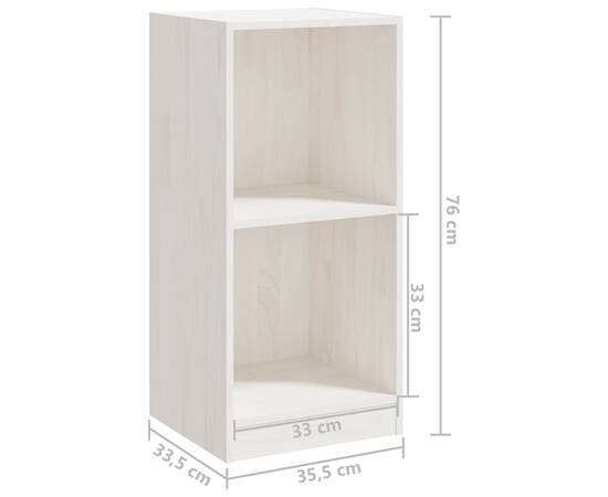 Dulap lateral, alb, 35,5x33,5x76 cm, lemn masiv de pin, 8 image