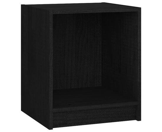 Noptieră, negru, 35,5x33,5x41,5 cm, lemn masiv de pin, 2 image