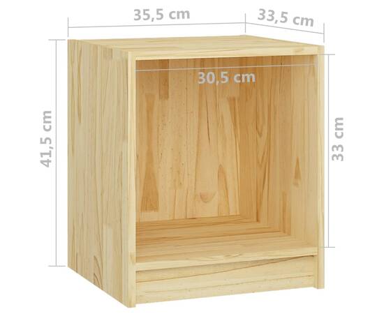 Noptiere, 2 buc., 35,5x33,5x41,5 cm, lemn masiv de pin, 9 image