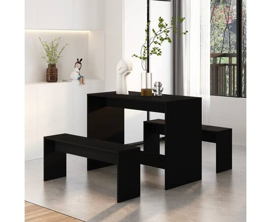 Set mobilier de bucătărie, 3 piese, negru, pal, 3 image