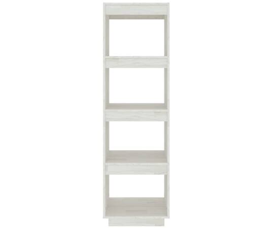 Bibliotecă/separator cameră, alb, 40x35x135 cm, lemn masiv pin, 6 image