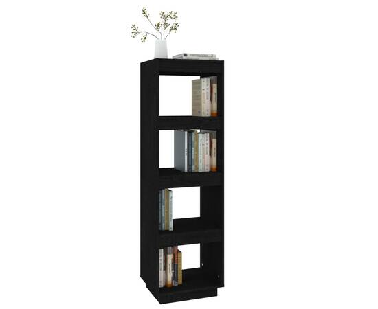 Bibliotecă/separator cameră negru 40x35x135 cm lemn masiv pin, 4 image