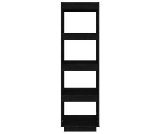 Bibliotecă/separator cameră negru 40x35x135 cm lemn masiv pin, 6 image