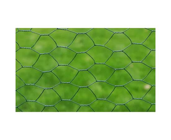Gard de plasă, verde închis, 1 x 25 m, oțel galvanizat, hexagon, 4 image