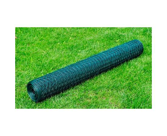 Plasă de sârmă găini, verde, 25 x 0,5 m, oțel galvanizat cu pvc