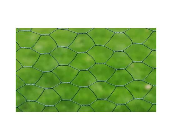 Plasă de sârmă găini, verde, 25 x 1 m, oțel galvanizat cu pvc, 3 image