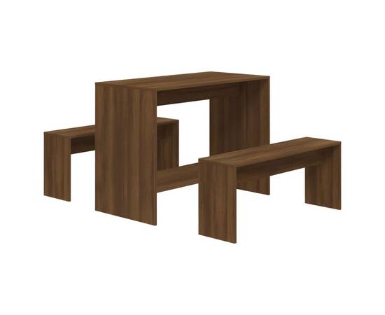 Set mobilier de bucătărie, 3 piese, maro, stejar, pal, 2 image