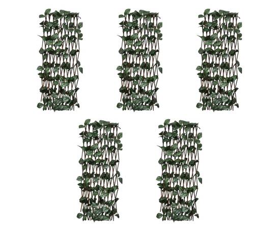 Gard cu zăbrele, frunze artificiale, 5 buc.,180 x 90 cm, salcie, 5 image