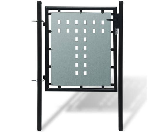 Poartă de gard cu o ușă, negru, 100x125 cm