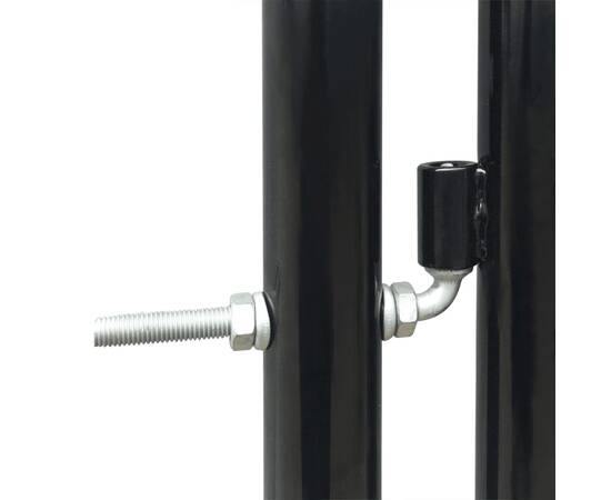 Poartă de gard cu o ușă, negru, 100x125 cm, 3 image