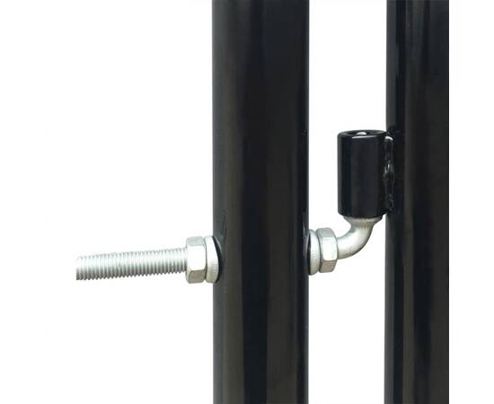 Poartă de gard cu o ușă, negru, 100x175 cm, 3 image