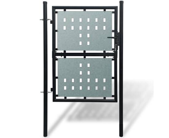 Poartă de gard cu o ușă, negru, 100x225 cm