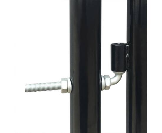 Poartă de gard cu o ușă, negru, 100x225 cm, 3 image