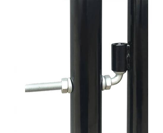 Poartă de gard cu o ușă, negru, 300x125 cm, 3 image