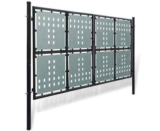 Poartă de gard cu o ușă, negru, 300x200 cm, 2 image