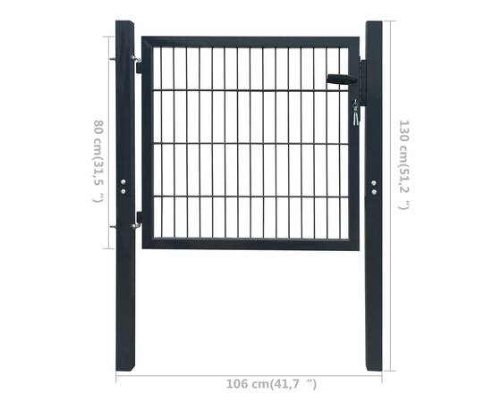 Poartă pentru gard 2d (simplă), gri antracit, 106x130 cm, 6 image