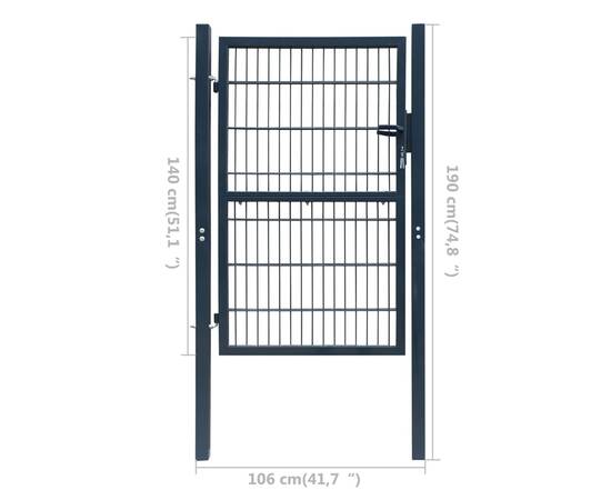 Poartă pentru gard 2d (simplă), gri antracit, 106x190 cm, 7 image