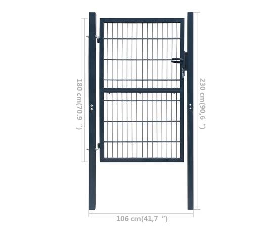 Poartă pentru gard 2d (simplă), gri antracit, 106x230 cm, 7 image