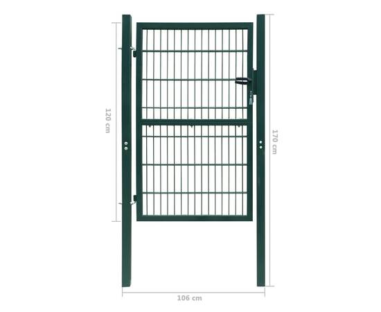Poartă pentru gard 2d (simplă), verde, 106x170 cm, 7 image