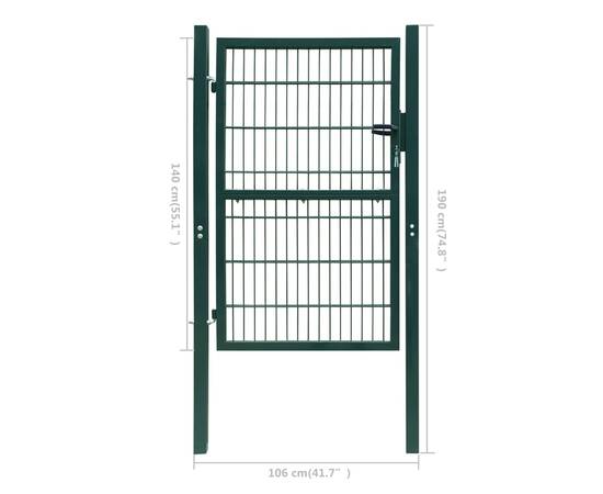 Poartă pentru gard 2d (simplă), verde, 106x190 cm, 7 image