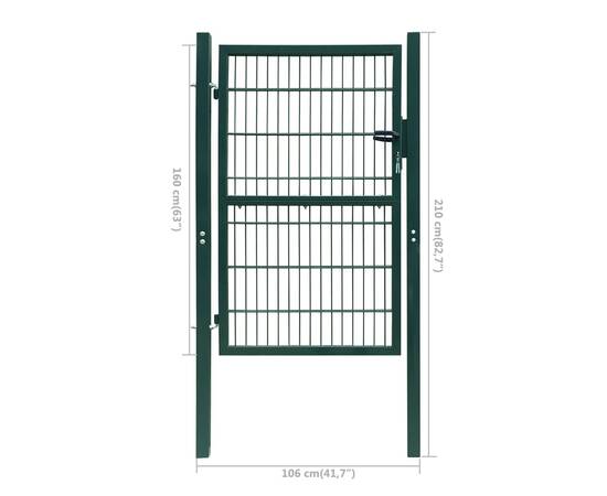 Poartă pentru gard 2d (simplă), verde, 106x210 cm, 7 image